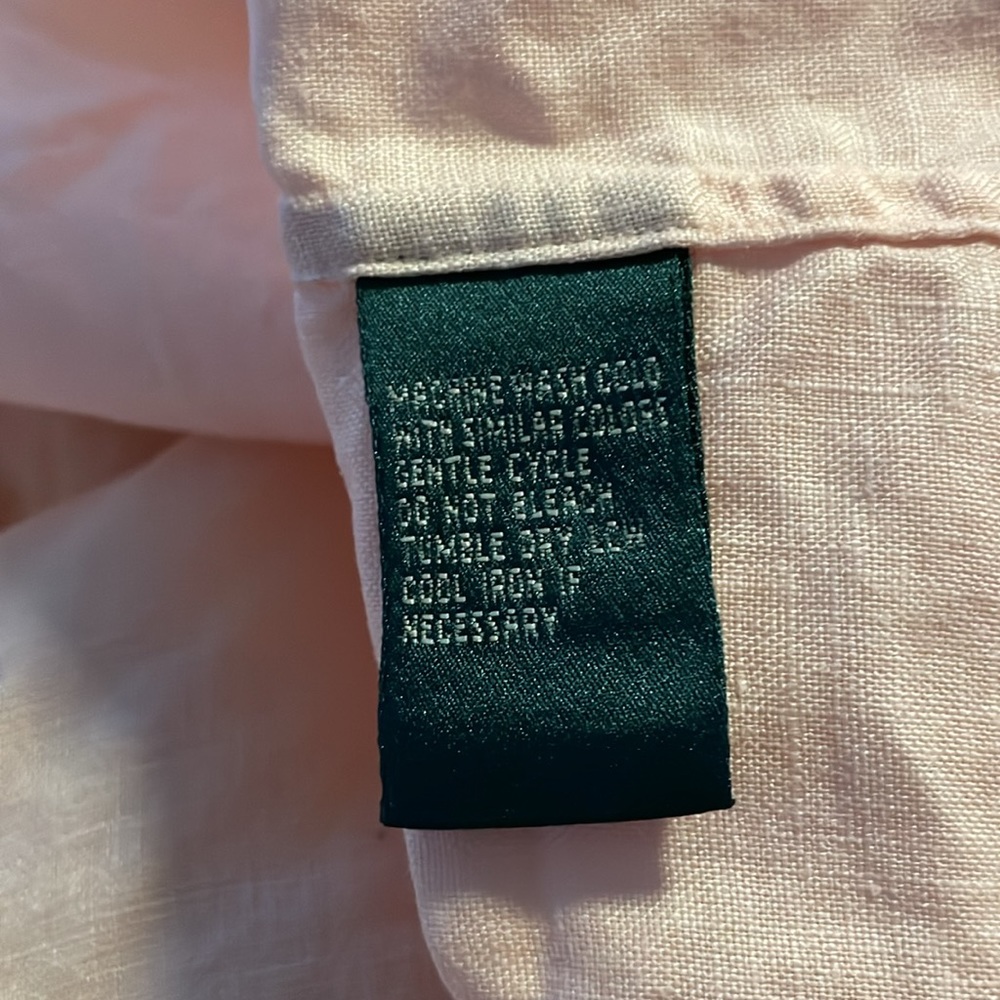 Lauren Ralph Lauren Light Pink 100% Linen Long Sleeve Button Up Shirt Medium - Picture 6 of 6